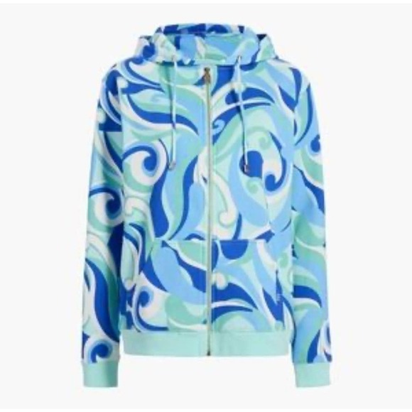 Hill House Women’s Allie Zip Up Hoodie in Ocean Kaleidoscope Sz S Oversized NWT - Picture 1 of 7